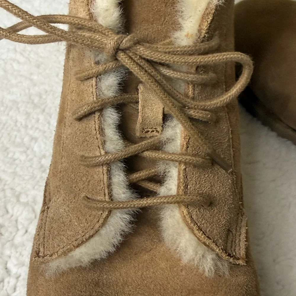UGG Women's Tan Shearling Lace-Up Boots - Picture 9 of 9